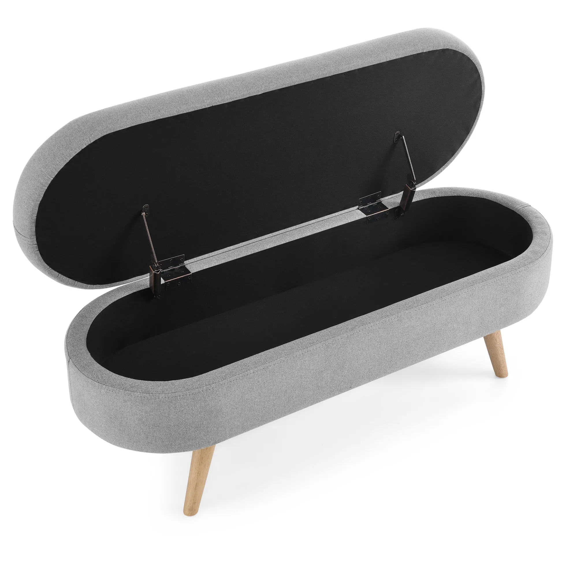 Walker Edison | Linen Oval Ottoman Storage Bench