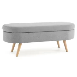 Walker Edison | Linen Oval Ottoman Storage Bench