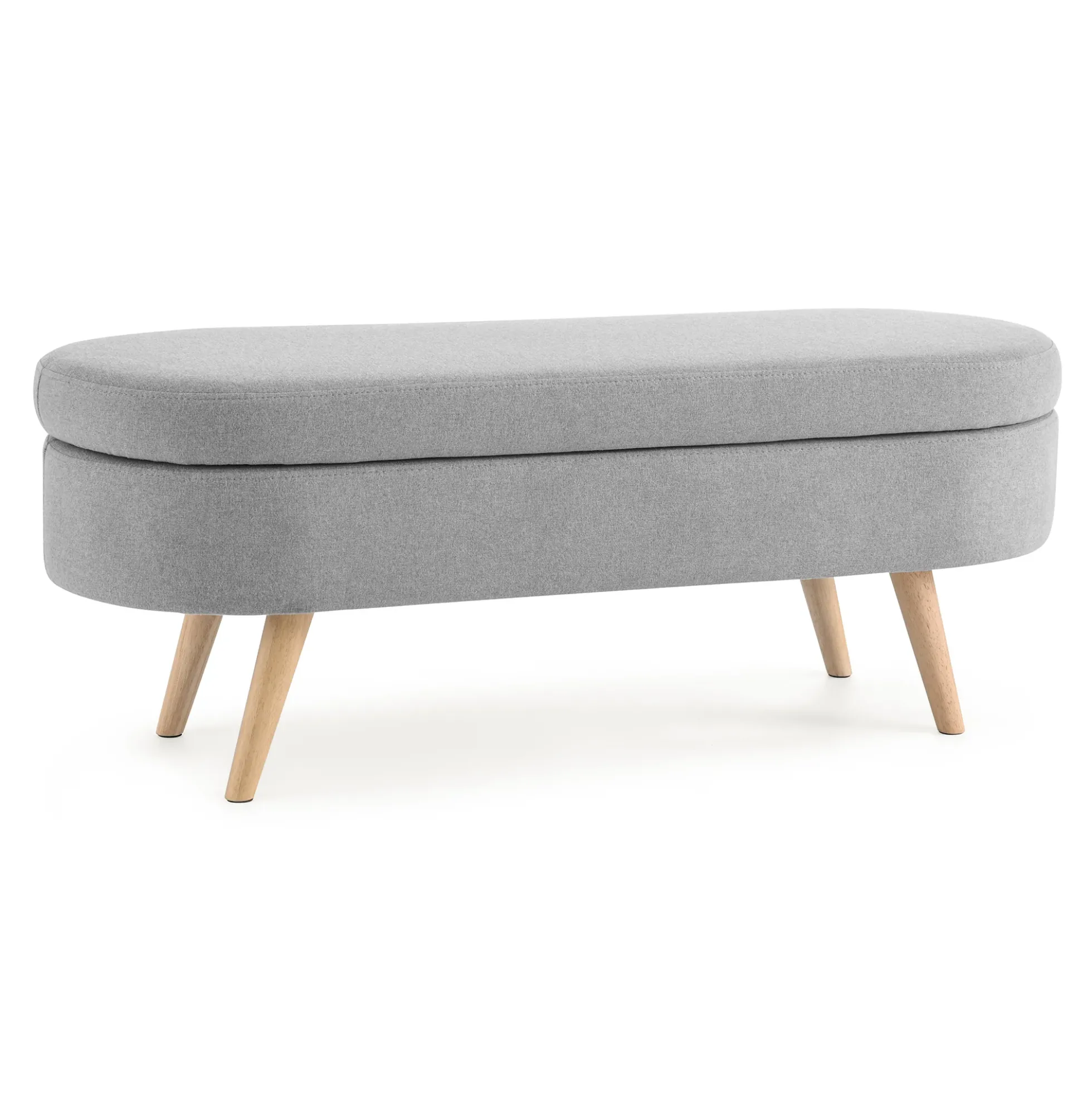 Walker Edison | Linen Oval Ottoman Storage Bench