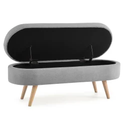 Walker Edison | Linen Oval Ottoman Storage Bench
