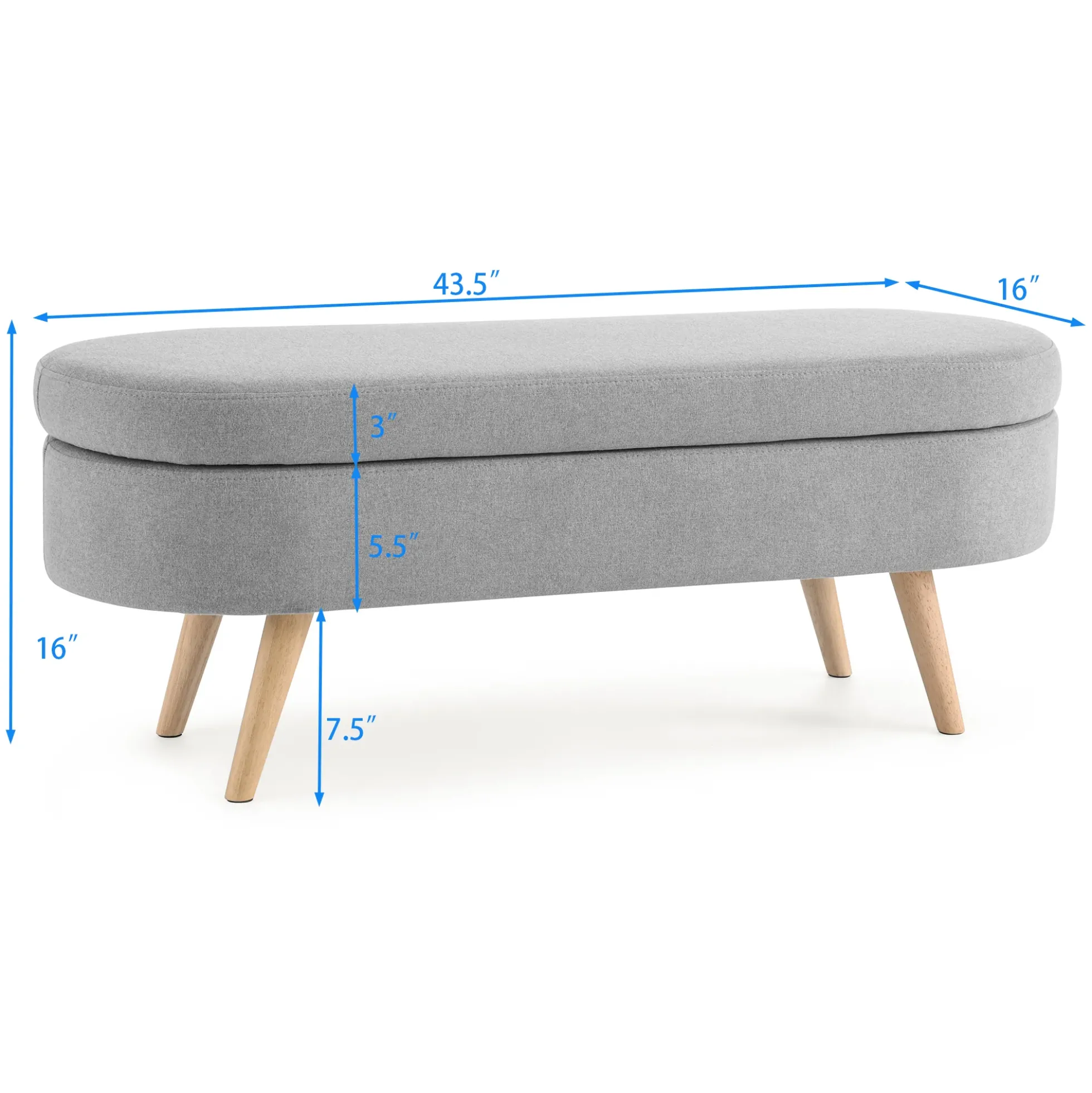 Walker Edison | Linen Oval Ottoman Storage Bench