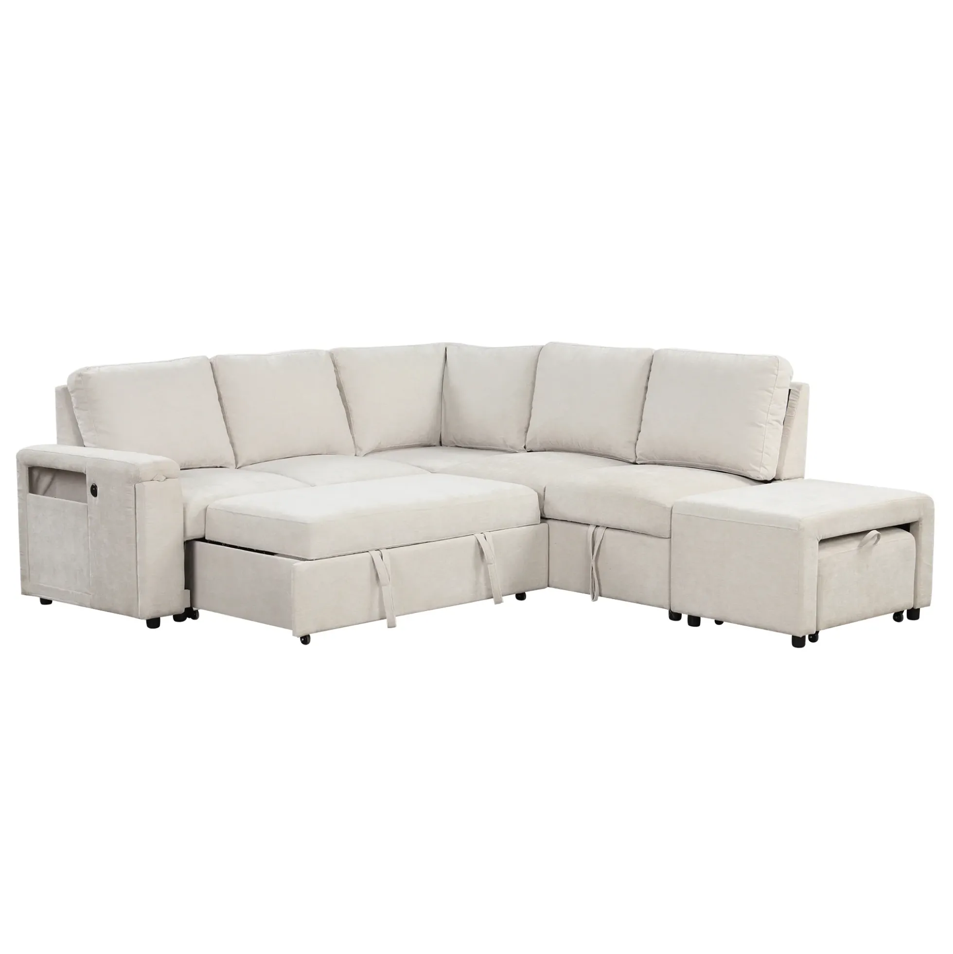 Walker Edison | L-Shaped Modular Sectional Sofa with Storage and USB Ports