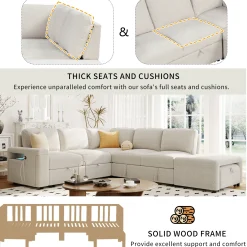 Walker Edison | L-Shaped Modular Sectional Sofa with Storage and USB Ports