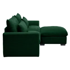 Walker Edison | Lux Green Corduroy Cloud Modular Loveseat Couch with Storage Ottoman