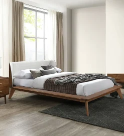 Walker Edison | Mid-Century Modern Winged Edge Headboard King Size Bedframe