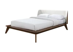 Walker Edison | Mid-Century Modern Winged Edge Headboard King Size Bedframe