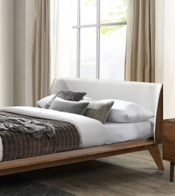 Walker Edison | Mid-Century Modern Winged Edge Headboard King Size Bedframe