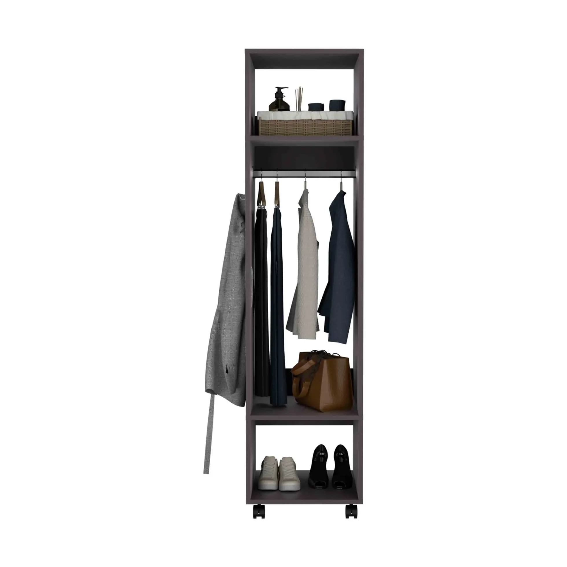 Walker Edison | Minimalist Tall Wardrobe Armoire Storage Cabinet with Mirrorlook