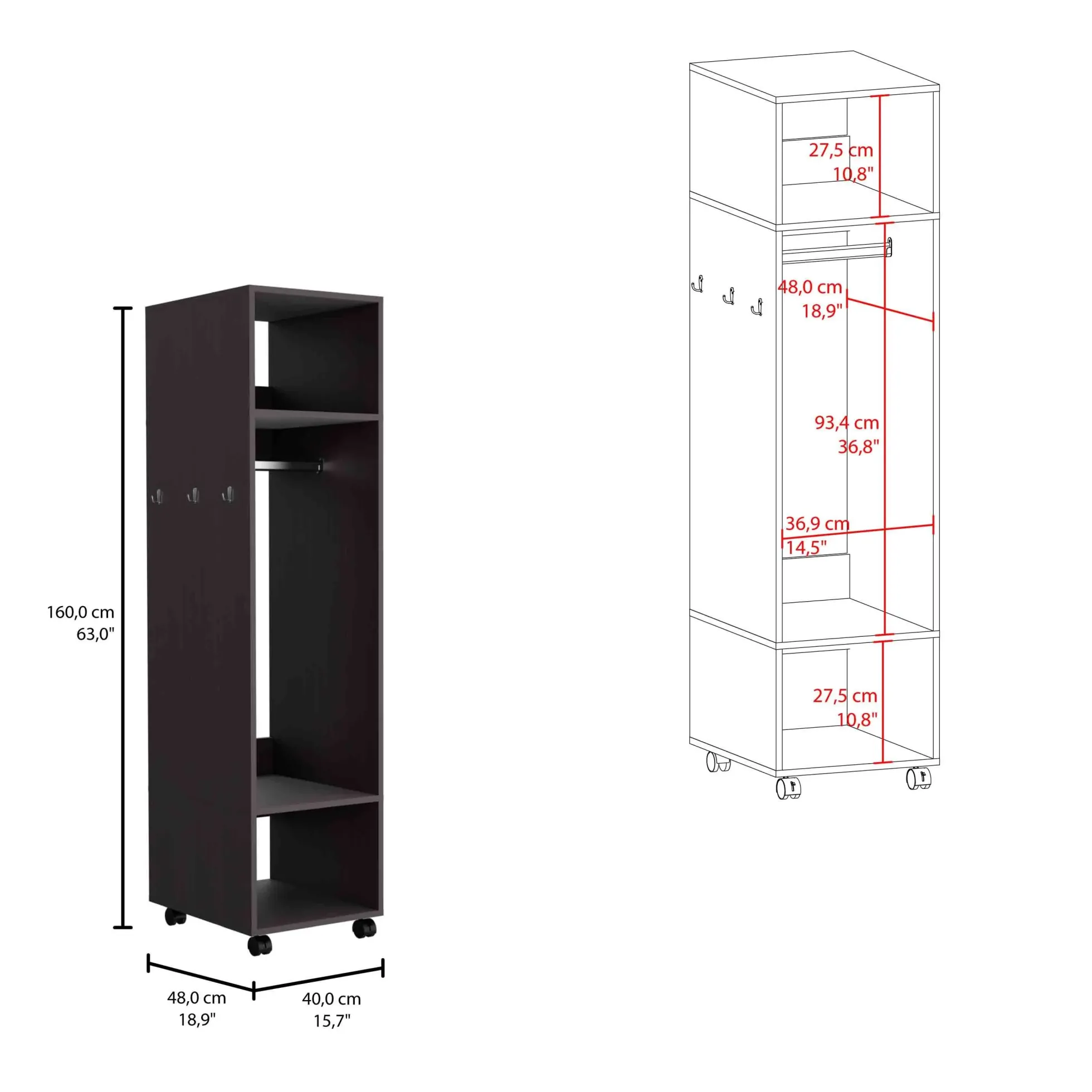 Walker Edison | Minimalist Tall Wardrobe Armoire Storage Cabinet with Mirrorlook