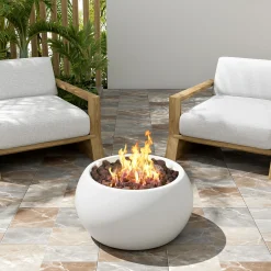 Walker Edison | Minimalist Round Design Outdoor Patio MGO Propane Fire Pit