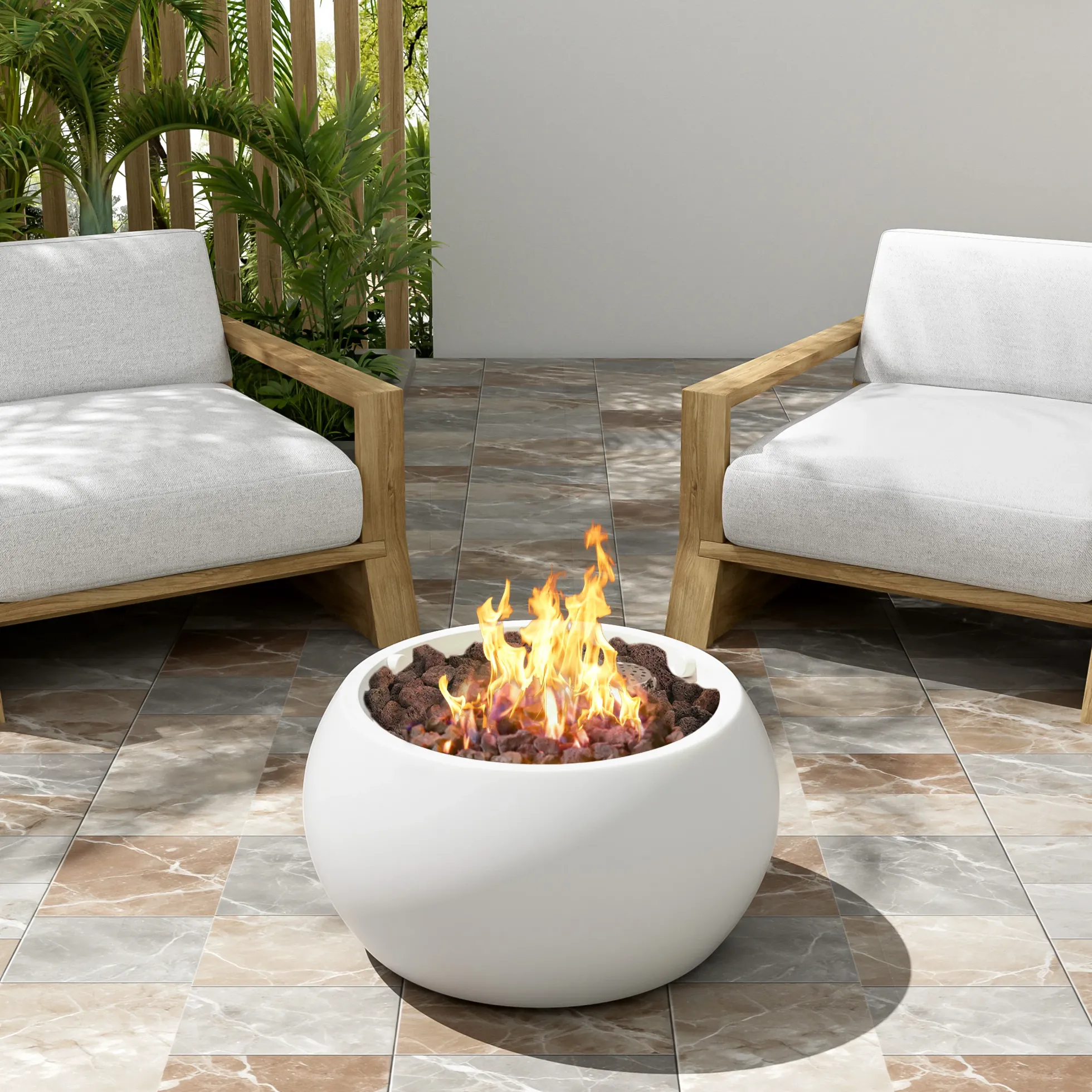 Walker Edison | Minimalist Round Design Outdoor Patio MGO Propane Fire Pit