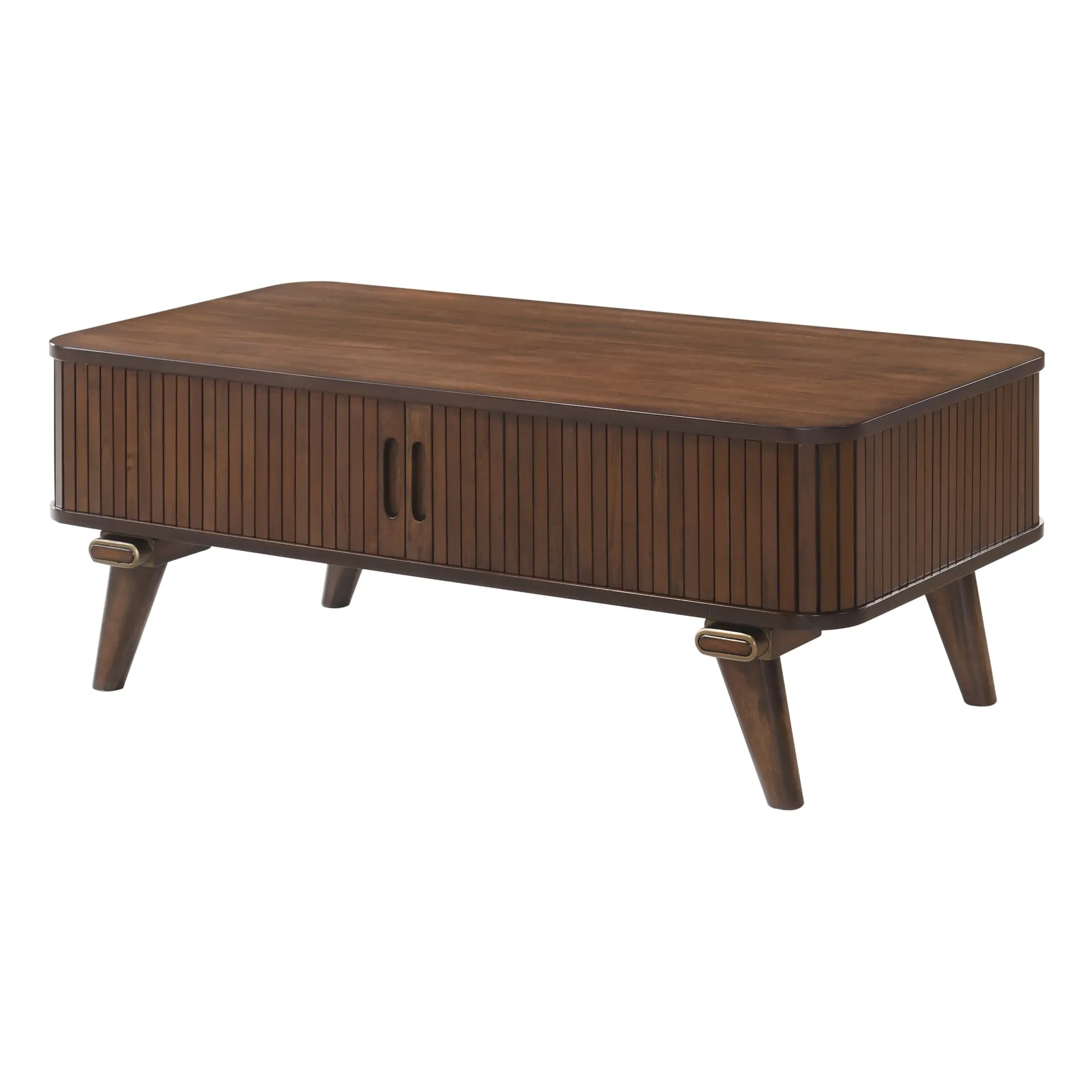 Walker Edison | Minimalist Reeded Storage Coffee Table