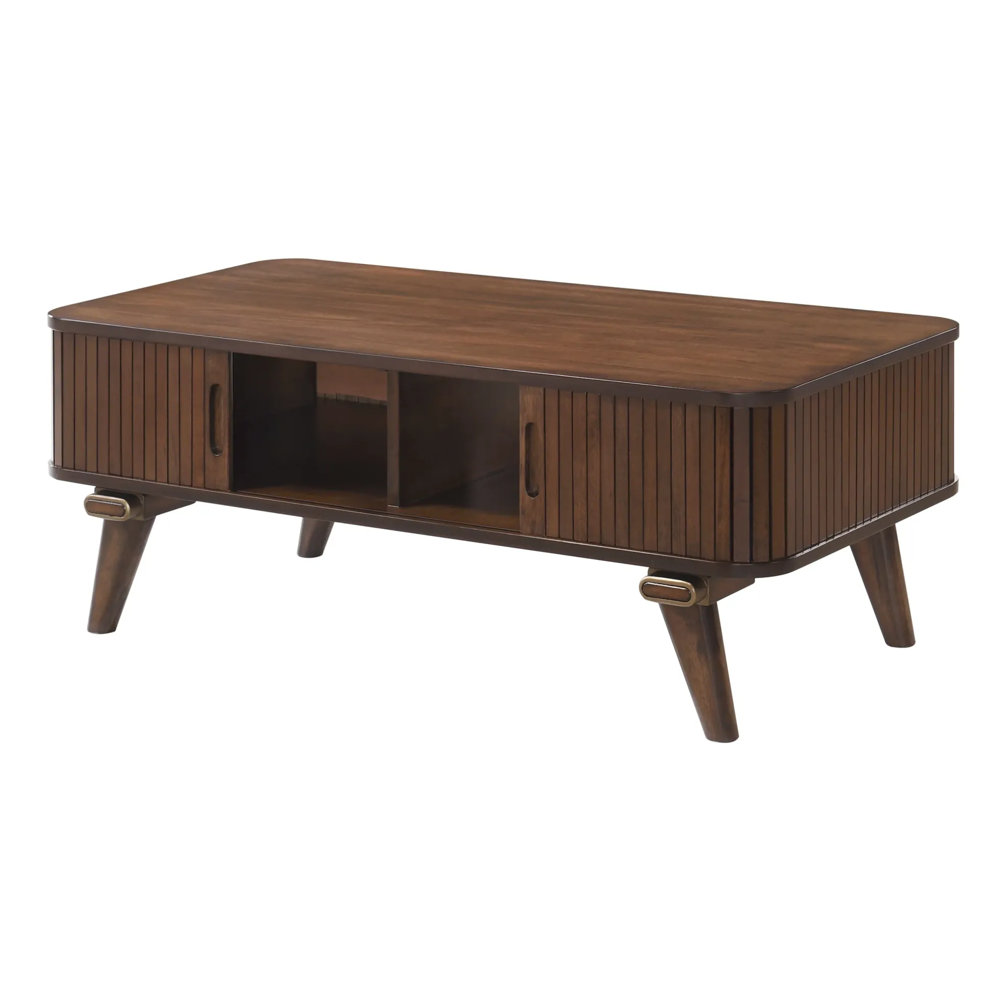 Walker Edison | Minimalist Reeded Storage Coffee Table