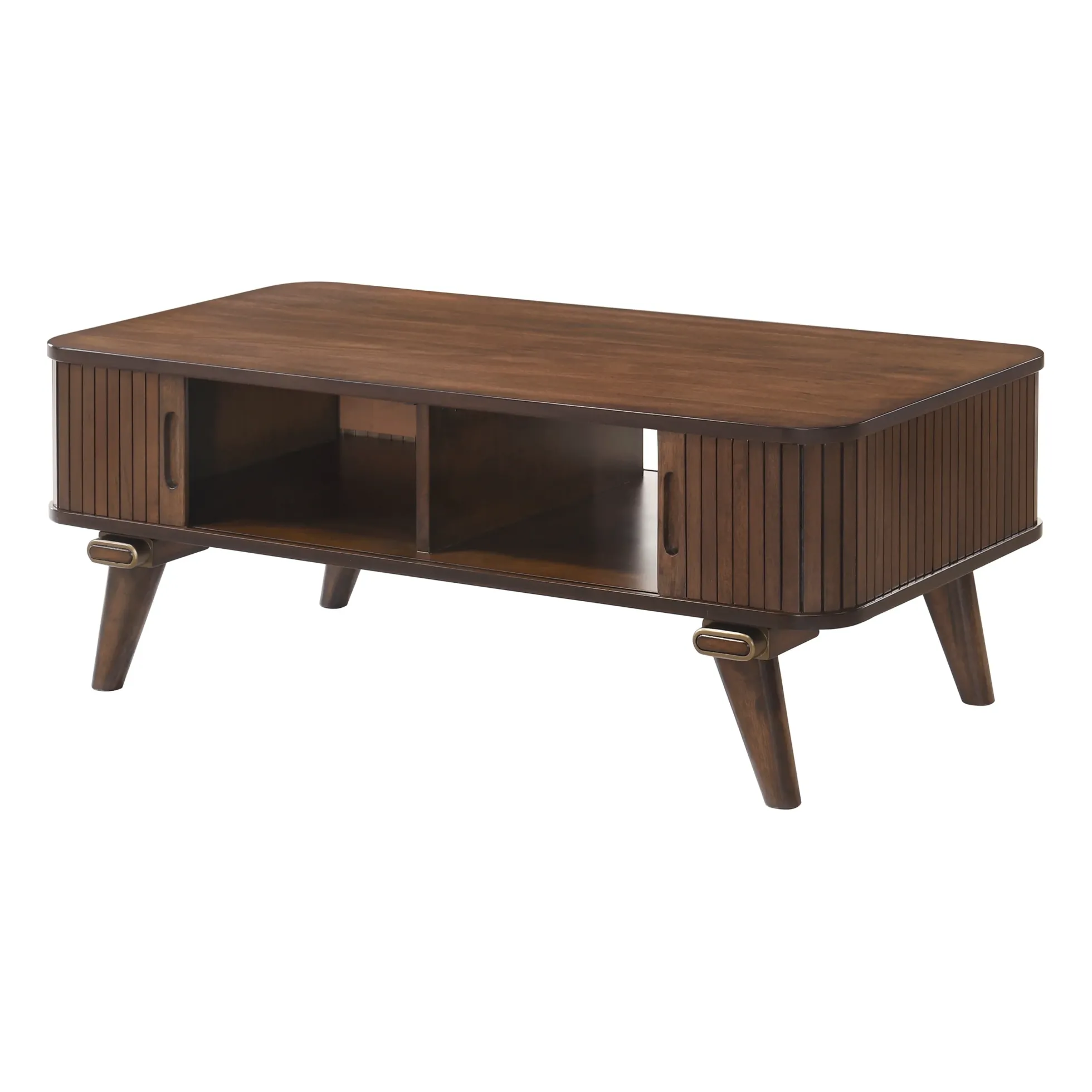 Walker Edison | Minimalist Reeded Storage Coffee Table