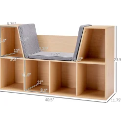 Walker Edison | Modern 6 Cubby Natural Wood Reading Nook Bench