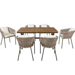 Walker Edison | Modern All-Weather Outdoor 7 Piece Patio Dining Set