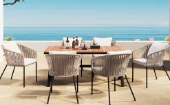 Walker Edison | Modern All-Weather Outdoor 7 Piece Patio Dining Set
