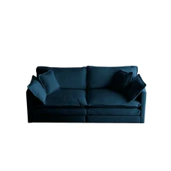 Walker Edison | Modern Chenille Cloud Loveseat Sofa Blue