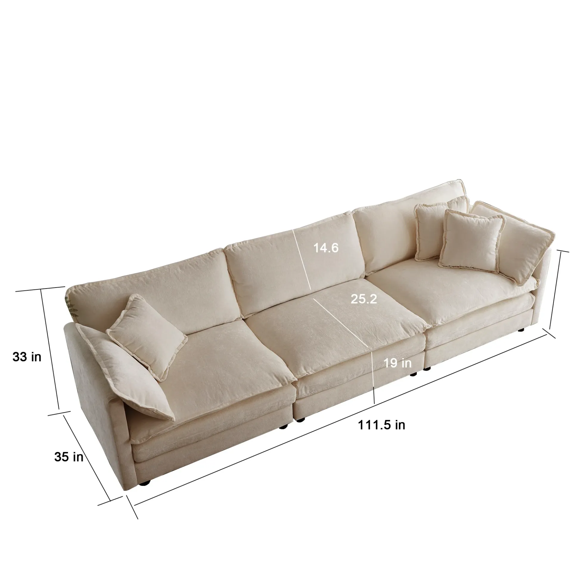 Walker Edison | Modern Chenille 3-Seater Cloud Couch