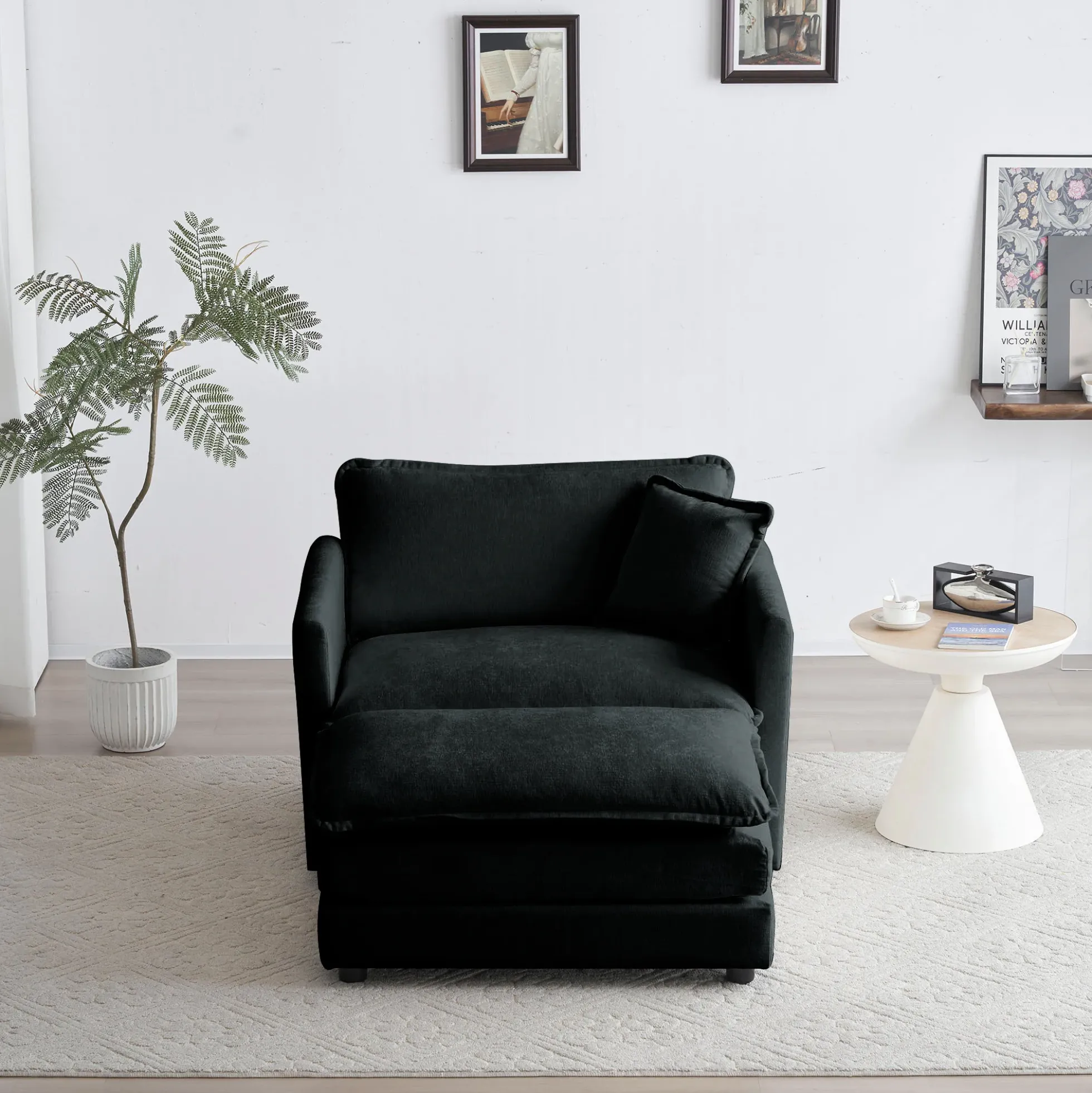 Walker Edison | Modern Cloud Accent Chair with Ottoman