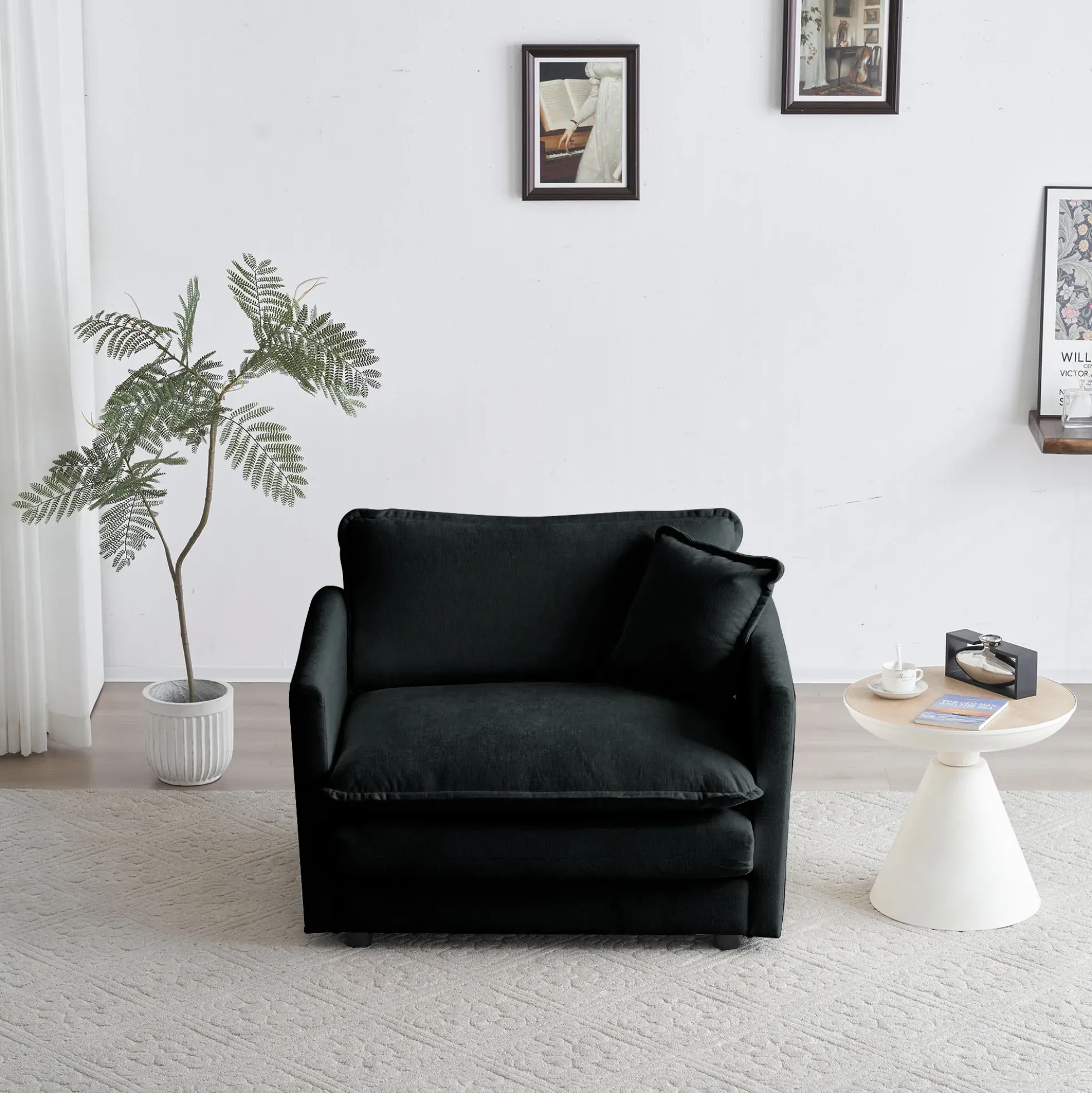 Walker Edison | Modern Cloud Accent Chair with Ottoman