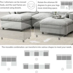 Walker Edison | Modern Cloud Chenille Modular Sectional Sofa with Storage