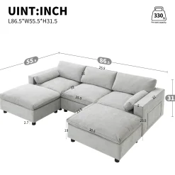 Walker Edison | Modern Cloud Chenille Modular Sectional Sofa with Storage