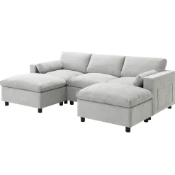 Walker Edison | Modern Cloud Chenille Modular Sectional Sofa with Storage