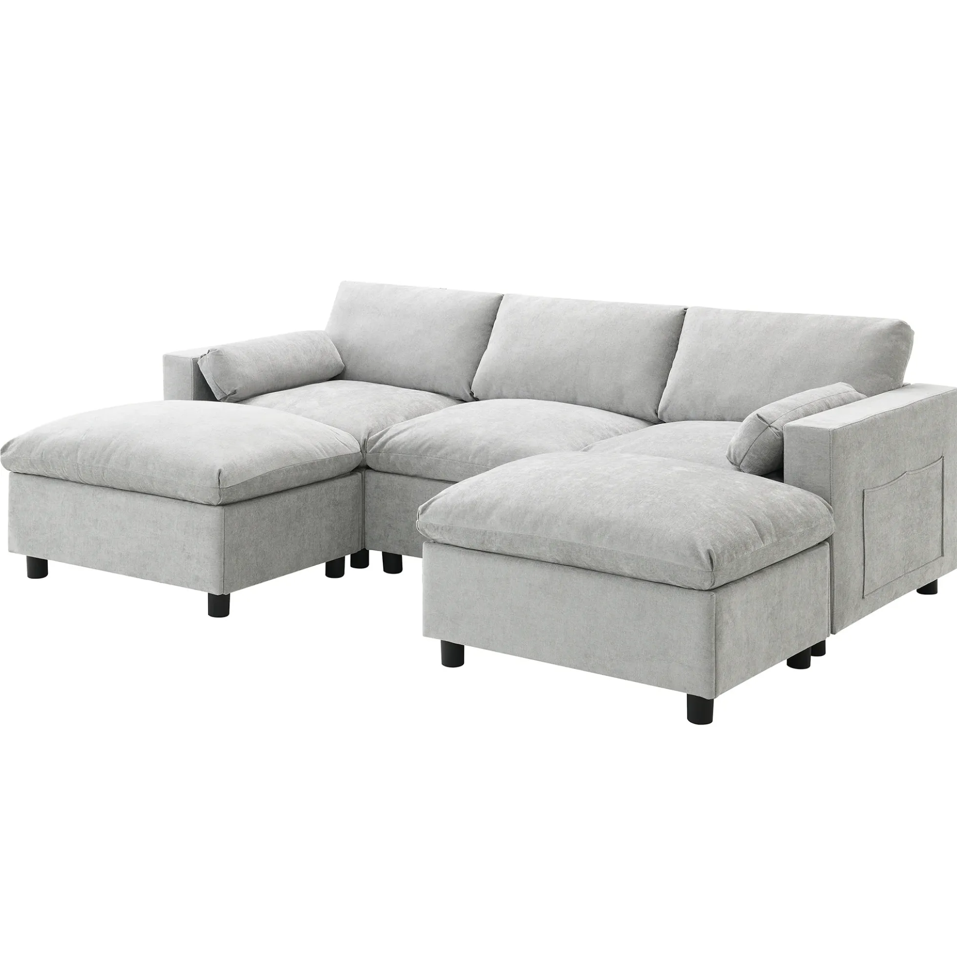 Walker Edison | Modern Cloud Chenille Modular Sectional Sofa with Storage