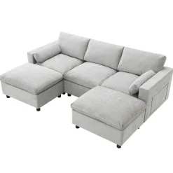 Walker Edison | Modern Cloud Chenille Modular Sectional Sofa with Storage