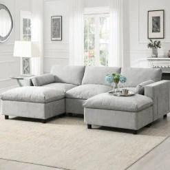 Walker Edison | Modern Cloud Chenille Modular Sectional Sofa with Storage