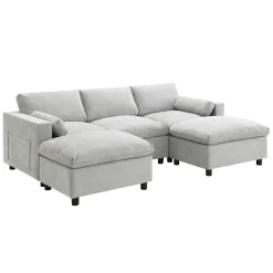 Walker Edison | Modern Cloud Chenille Modular Sectional Sofa with Storage