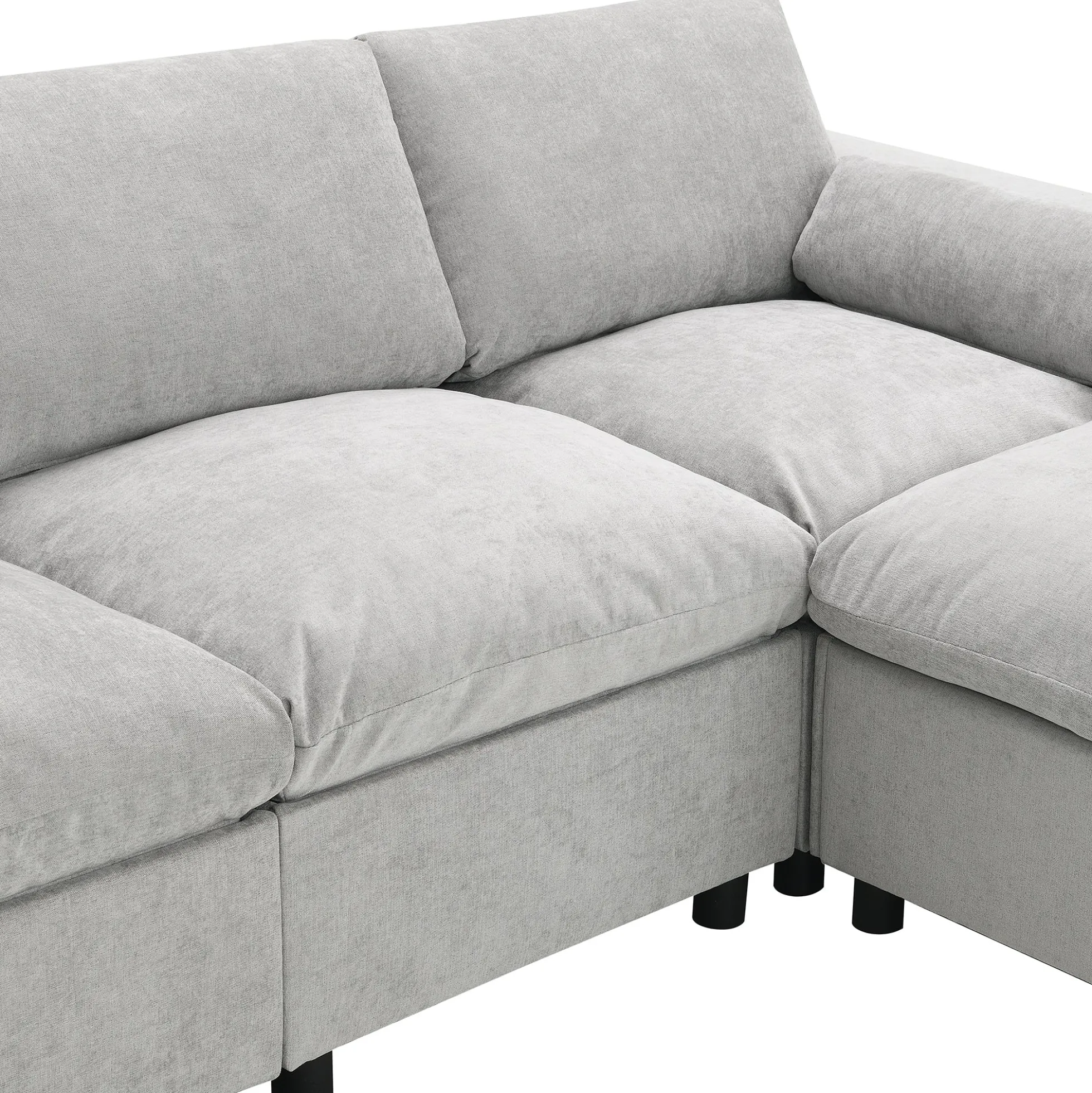 Walker Edison | Modern Cloud Chenille Modular Sectional Sofa with Storage