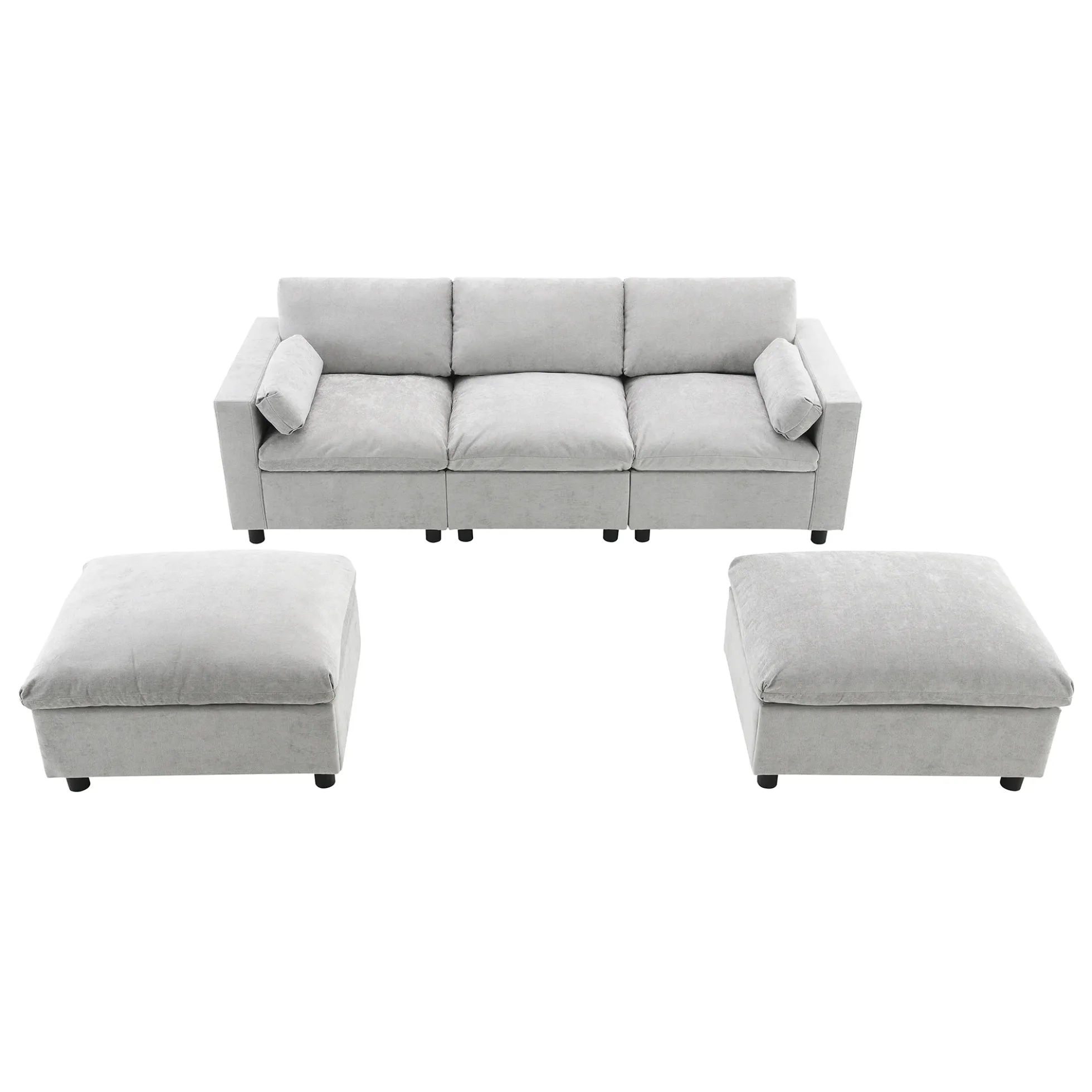 Walker Edison | Modern Cloud Chenille Modular Sectional Sofa with Storage