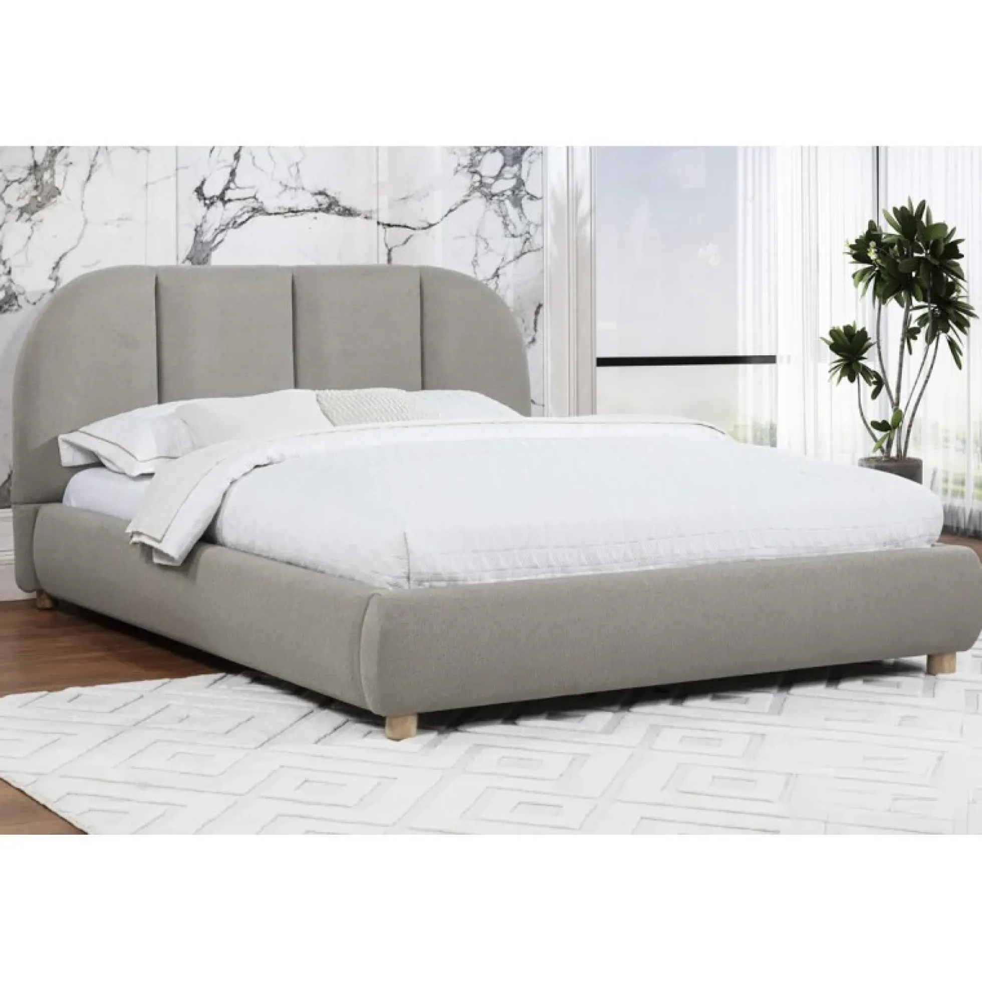 Walker Edison | Modern Contemporary Soft Burlap Fabric Queen Bed