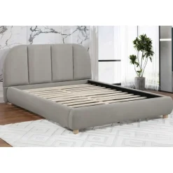 Walker Edison | Modern Contemporary Soft Burlap Fabric Queen Bed