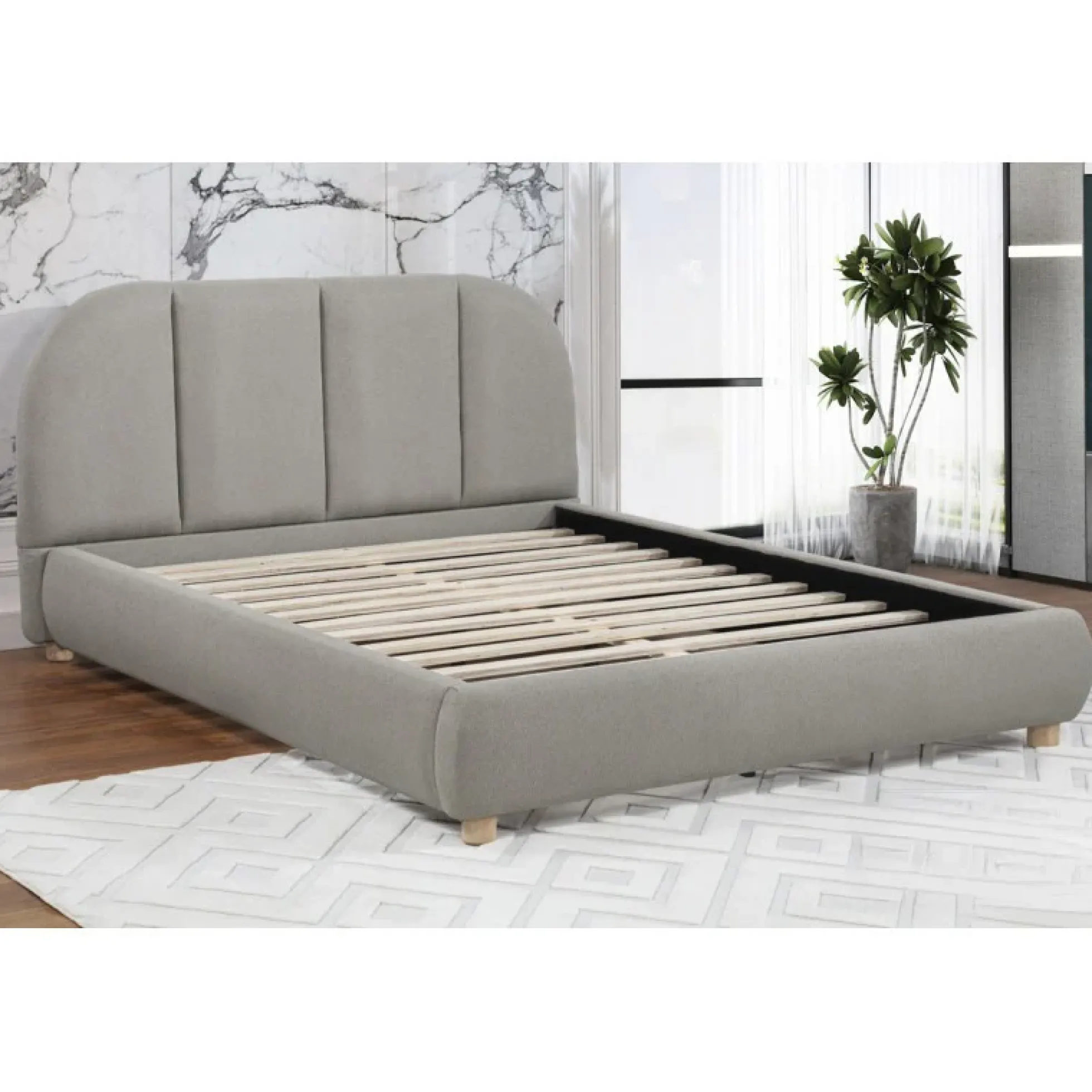 Walker Edison | Modern Contemporary Soft Burlap Fabric Queen Bed