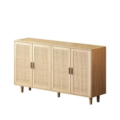 Walker Edison | Modern 4-Door Rattan Storage Sideboard TV Stand