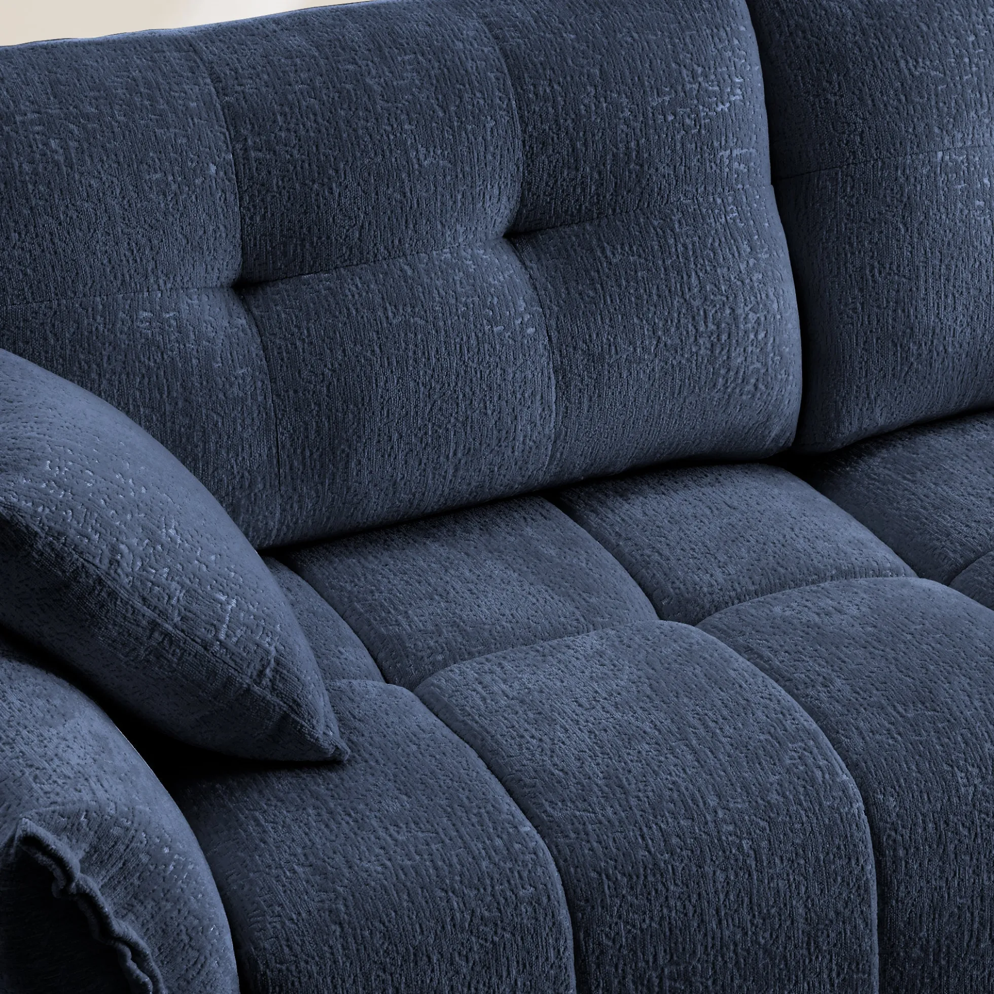 Walker Edison | Modern Ergonomic Blue Chenille Accent Chair with Ottoman Set