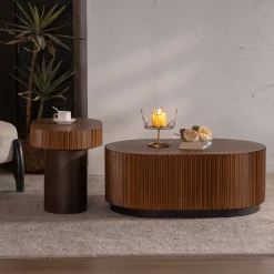 Walker Edison | Modern Fluted Round Nesting Coffee Table Set of 2