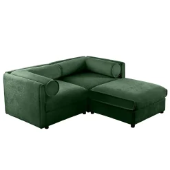 Walker Edison | Modern Green Chenille 2-Seater Loveseat Sofa with Ottoman Storage