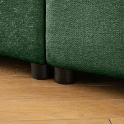 Walker Edison | Modern Green Chenille 2-Seater Loveseat Sofa with Ottoman Storage