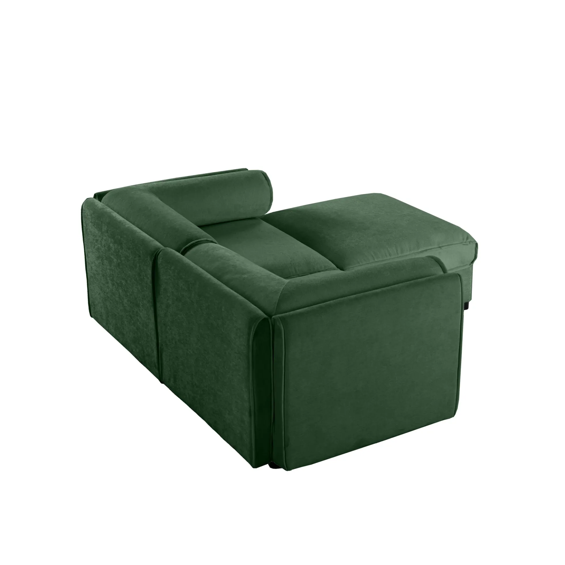 Walker Edison | Modern Green Chenille 2-Seater Loveseat Sofa with Ottoman Storage