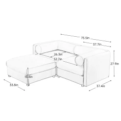 Walker Edison | Modern Green Chenille 2-Seater Loveseat Sofa with Ottoman Storage