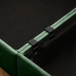 Walker Edison | Modern Green Chenille 2-Seater Loveseat Sofa with Ottoman Storage