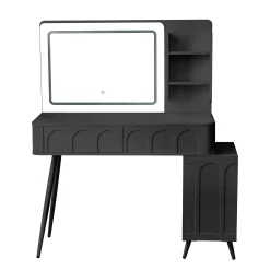 Walker Edison | Modern Makeup Vanity Desk with LED Lights & Mirror