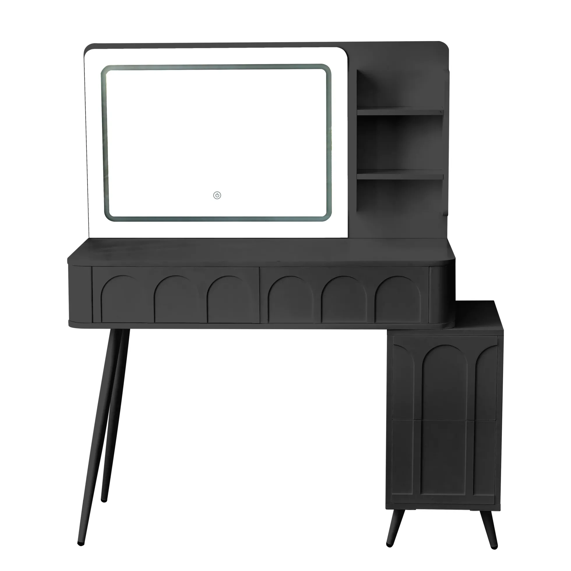 Walker Edison | Modern Makeup Vanity Desk with LED Lights & Mirror