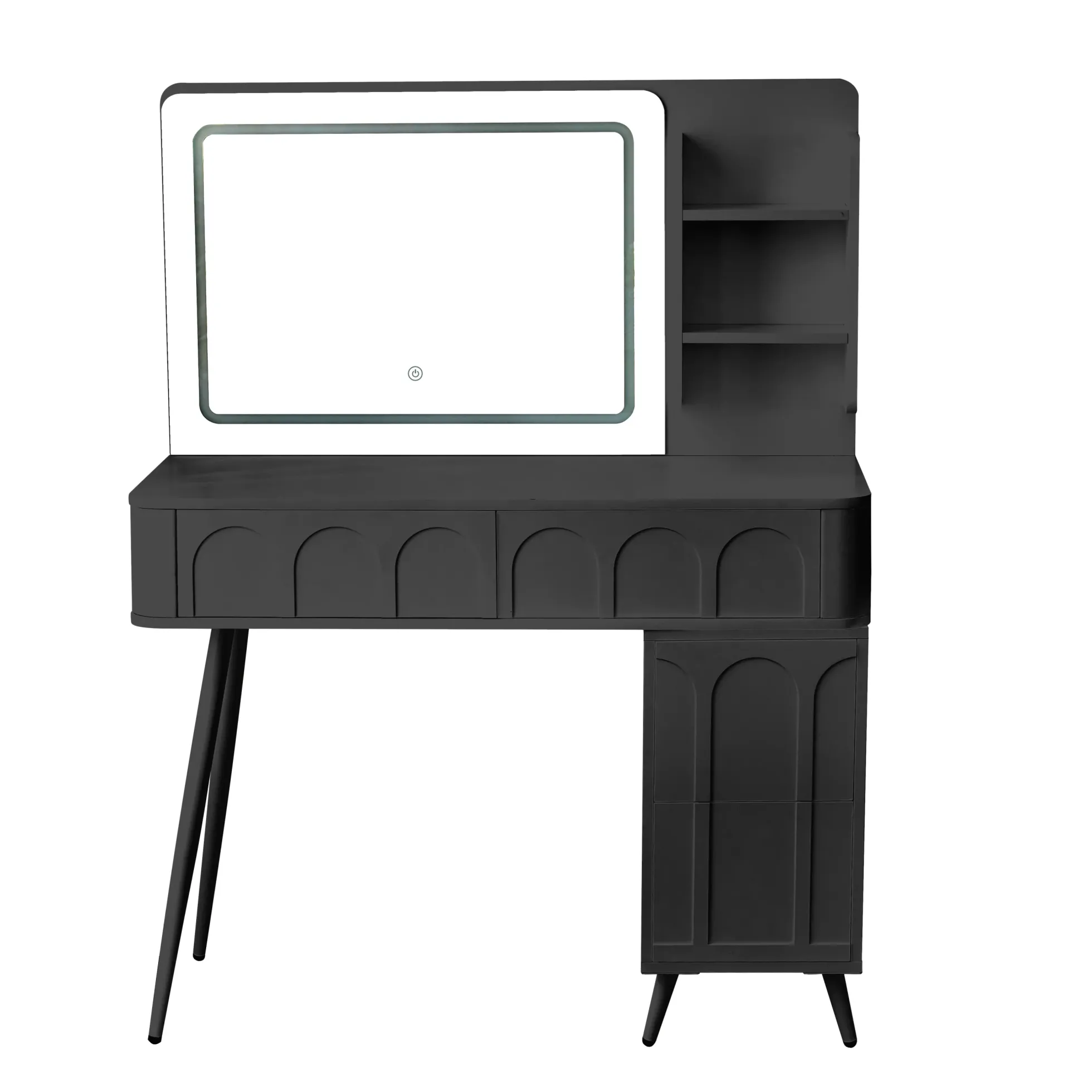 Walker Edison | Modern Makeup Vanity Desk with LED Lights & Mirror