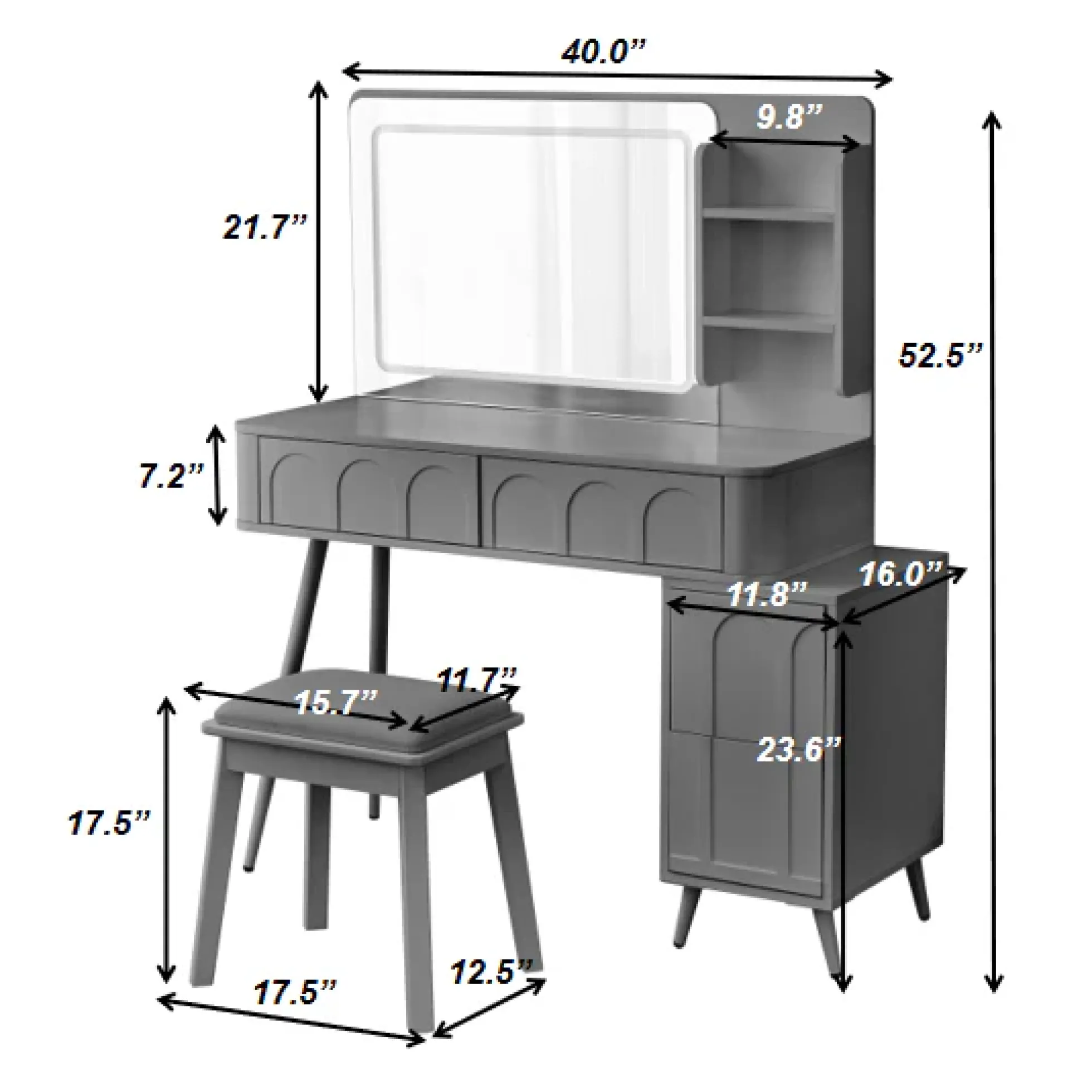Walker Edison | Modern Makeup Vanity Desk with LED Lights & Mirror