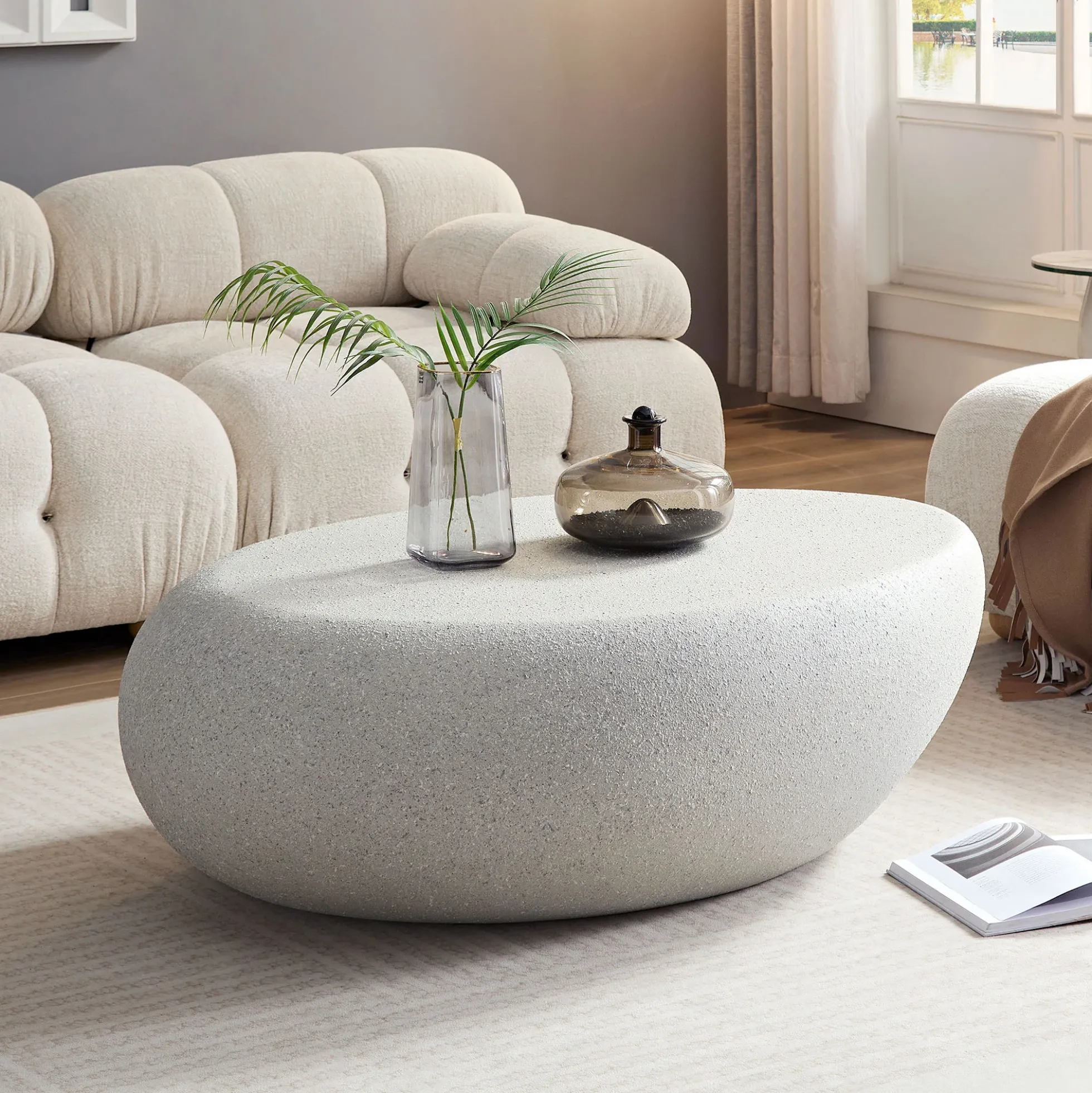 Walker Edison | Modern Minimalist Oval Coffee Table with Sleek Design